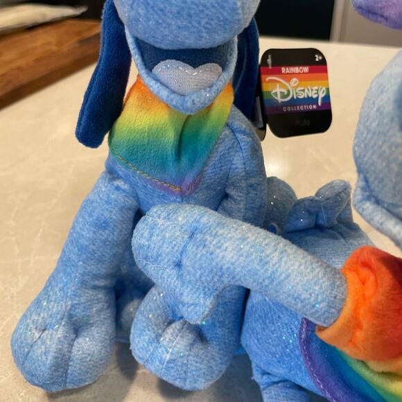 Disney New LOT OF 2 plush Pluto and Daisy rainbow scarf rainbow top bow pride - Picture 9 of 11